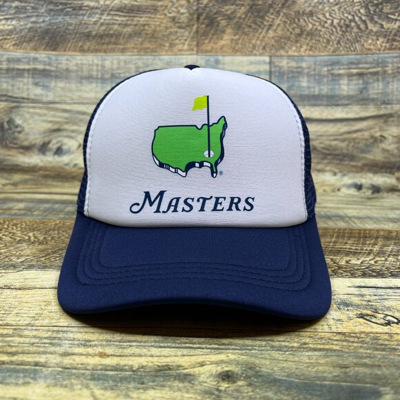 Master's Mens Trucker Hat Navy Snapback Golf Tournament Hole In One Baseball Cap - Picture 2 of 7